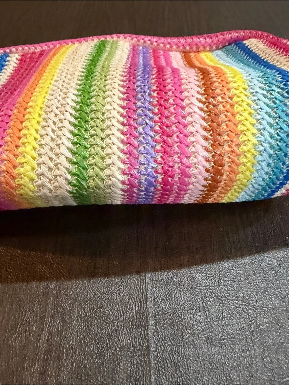 Rainbow Stripe Smiley Pouch - Multicolor NWT